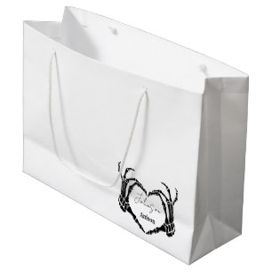 Monogram Gothic Skull Heart Hand Wedding  Large Gift Bag