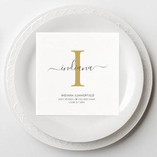 Monogram Graduation 2022 Script Initial Name Grad Napkin