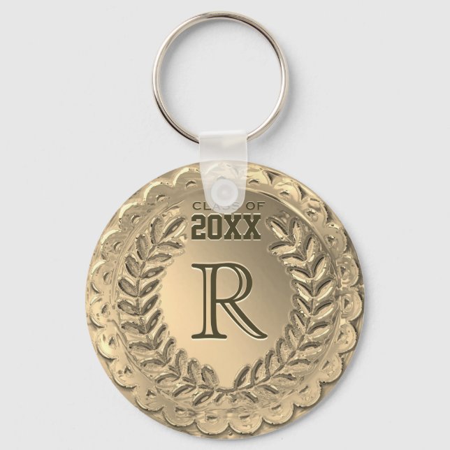 Monogram Graduation Gift Key Ring (Front)