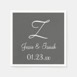 Monogram Granite Grey Simple Colourful Paper Napki Napkin