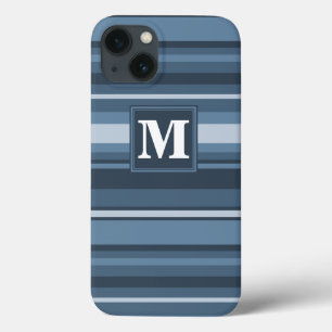 Monogram gray-blue stripes Case-Mate iPhone case