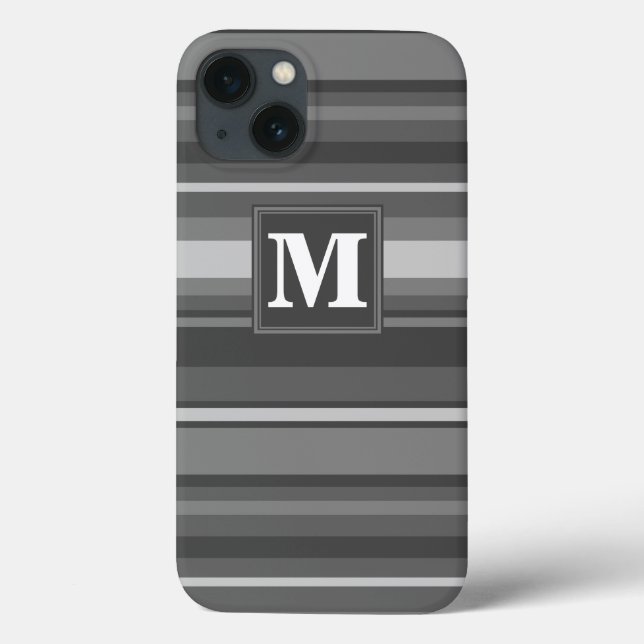 Monogram gray stripes Case-Mate iPhone case (Back)