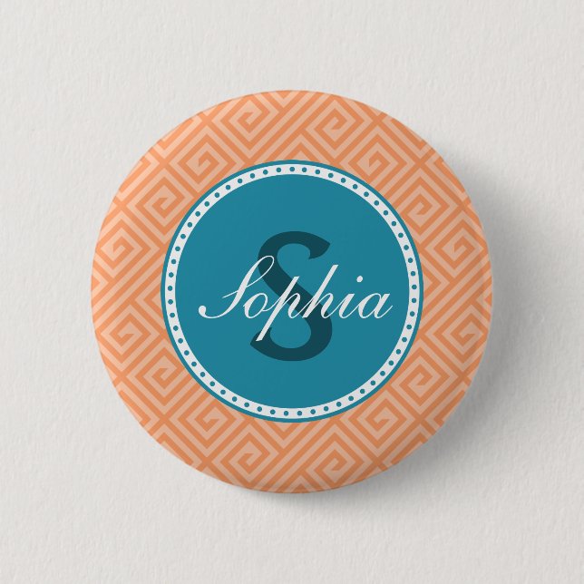 Monogram Greek Key Button (Front)