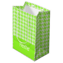 Monogram green and white houndstooth pattern
