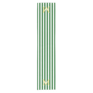Monogram Green and White Striped Table Runner