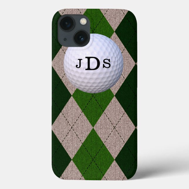 Monogram Green Argyle, Golf Ball iPad Mini Case (Back)