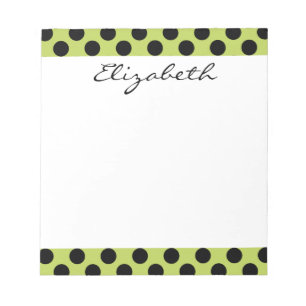 Monogram Green Black Cute Chic Polka Dot Pattern Notepad