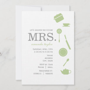 Monogram Green Bridal Shower Invitations