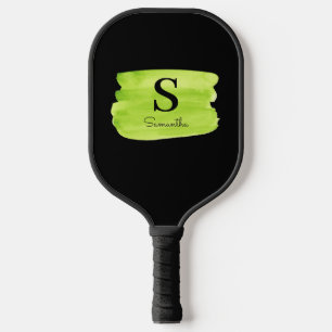 Monogram Green Brush Stroke  Pickleball Paddle