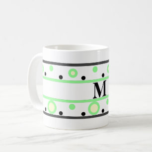 Monogram Green Cream Polka Dots Coffee Mug