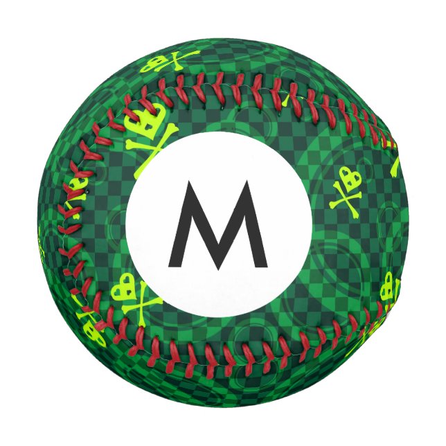 Monogram Green Emo Pattern With Circles Baseball (Front Left)