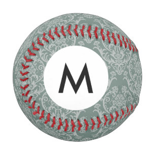 Monogram Green floral wallpaper Baseball