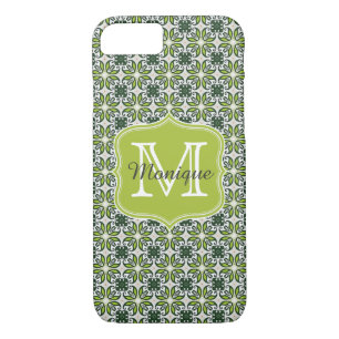 Monogram Green Flowers Pattern iPhone 8/7 Case