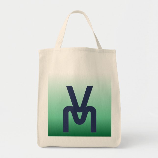 Monogram Green Gradient Tote Bag (Front)