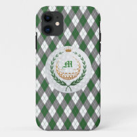 Monogram Green, Grey Argyle iPhone 5 Case