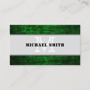 Monogram Green Grunge Background #2 Business Card