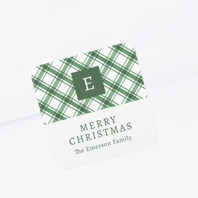 Monogram Green Holiday Sticker (Monogram Green Holiday Sticker
)