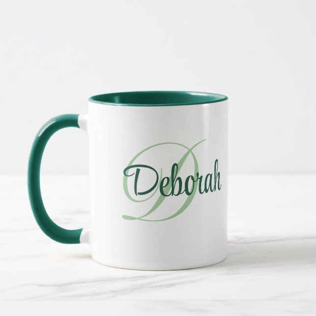 Monogram Green Name Mug (Left)