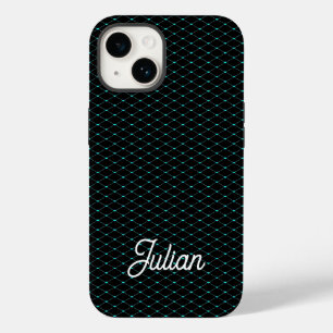 Monogram green net mesh on black Case-Mate iPhone 14 case