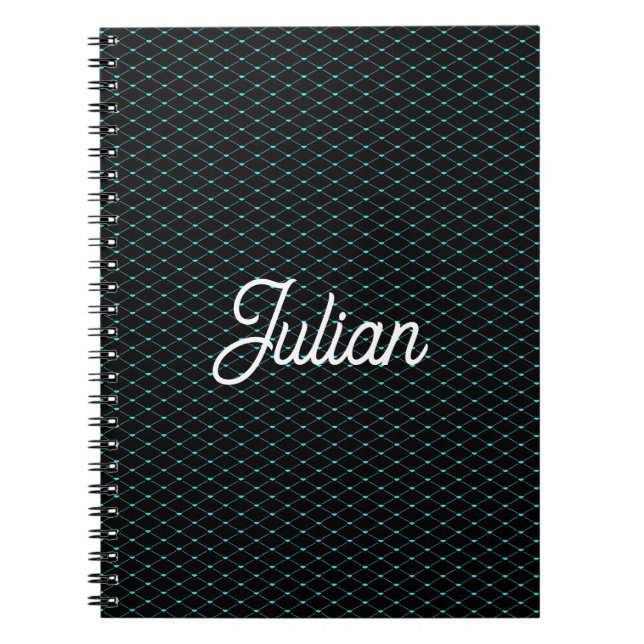 Monogram green net mesh on black notebook (Front)