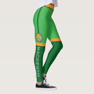MONOGRAM GREEN ORANGE Colour Combo with Name Leggings