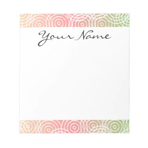 Monogram Green Pink Ikat Circles Geometric Pattern Notepad