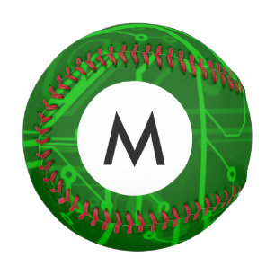 Monogram Green Printed Circuit Board Pattern Baseball