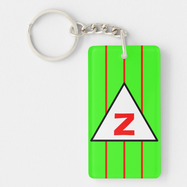 Monogram Green Red Stripes Key Ring (Front)