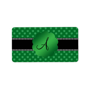Monogram green shamrocks label
