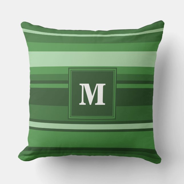 Monogram green stripes cushion (Front)