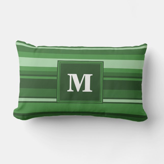 Monogram green stripes lumbar cushion (Front)