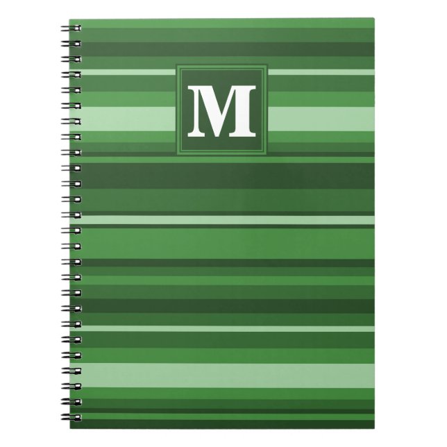 Monogram green stripes notebook (Front)