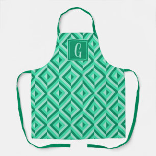 Monogram Green Three-Tone Diamond Pattern Apron