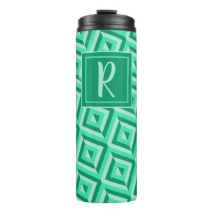 Monogram Green Three-Tone Diamond Pattern Thermal Tumbler