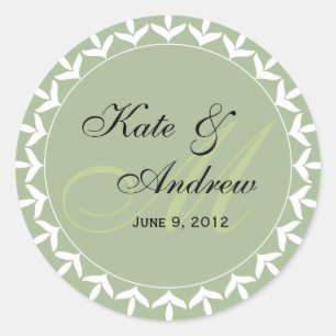 Monogram green wedding seal