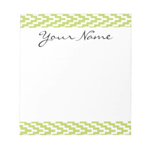Monogram Green White Ikat Chevron Zig Zag Pattern Notepad