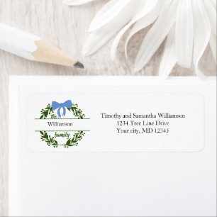 Monogram Green Wreath Family Name return address Label