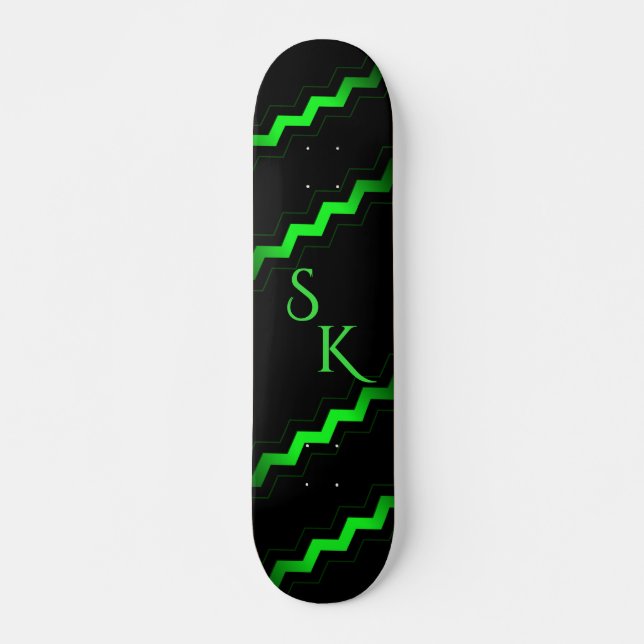 Monogram Green Zag Accent Skateboard (Front)