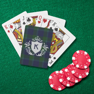 Monogram Greenery Family Logo Crest Preppy Pliad  Playing Cards