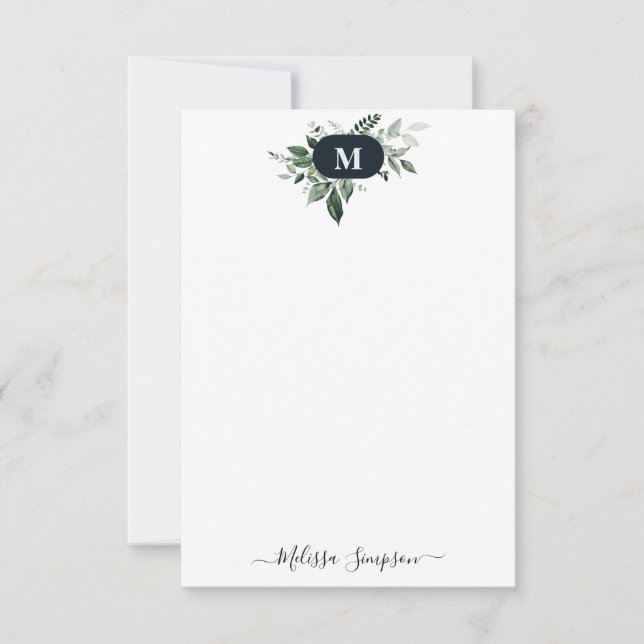 monogram greenery personalised card (Front)