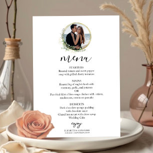 Monogram Greenery Wreaths Eucalyptus Wedding Menu Invitation