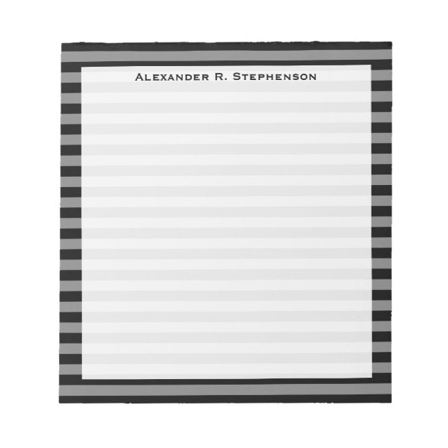 Monogram Grey and Black Stripe Notepad (Front)
