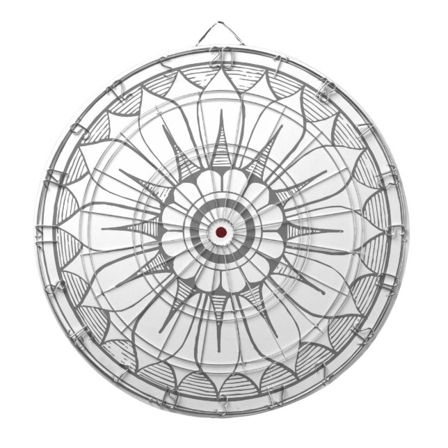 Monogram Grey and Pink Modern Medallion Pattern Dartboard (Front)