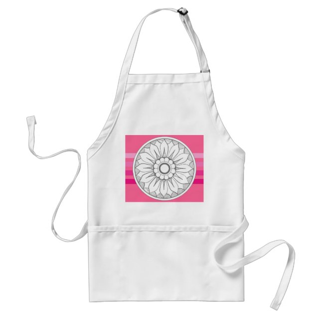 Monogram Grey and Pink Modern Medallion Pattern Standard Apron (Front)