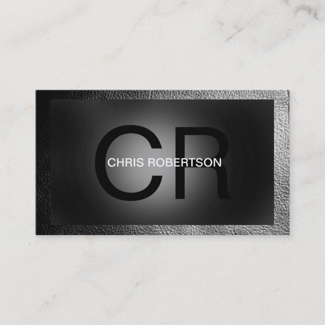 Monogram Grey Black Business Card (Front)