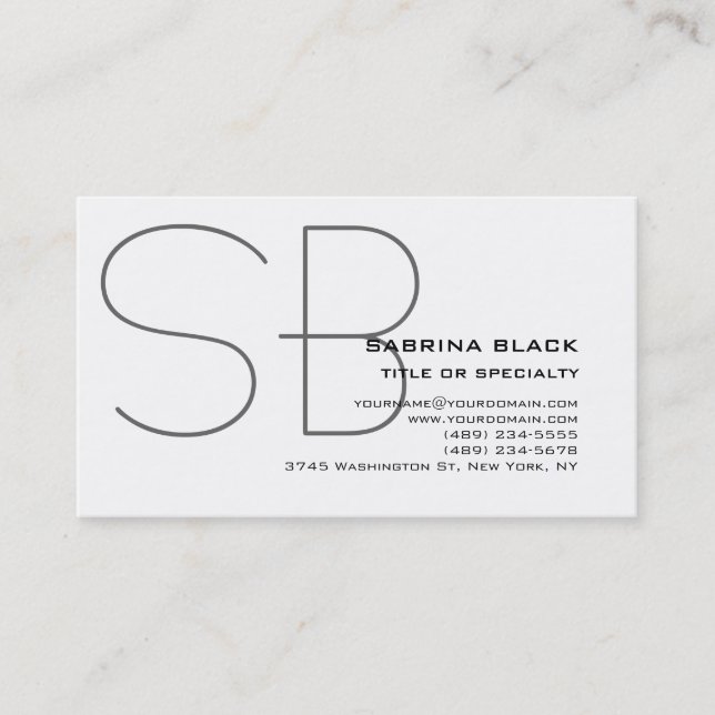 Monogram Grey Black White Consultant Business Card (Front)