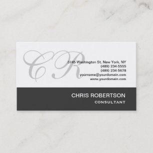 Monogram Grey Black White Consultant Business Card