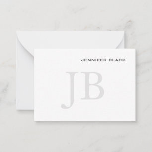 Monogram Grey Black White Modern Minimalist Card