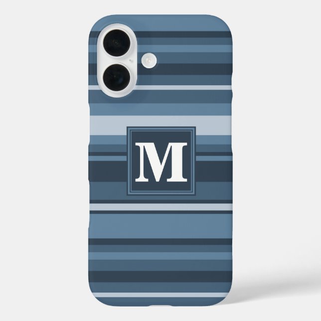 Monogram grey-blue stripes  Case-Mate iPhone case (Back)
