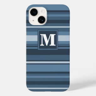 Monogram grey-blue stripes Case-Mate iPhone 14 case